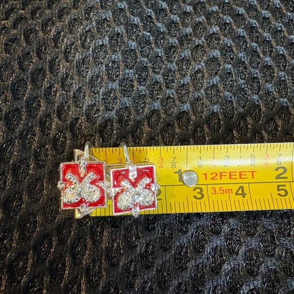 Vintage Avon Red & Silver Rhinestone Bow Clip-On Earrings - Picture 7 of 11